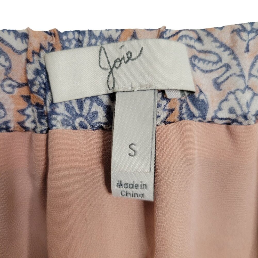Joie Size S Skirt Silk Tiered Flowy Pastel Floral Lined Maxi Long Peach Blue - Picture 7 of 8